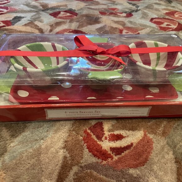 Holiday Christmas Serving Set - 4 pieces - candy - Red, Green, White - NEW - Picture 2 of 6